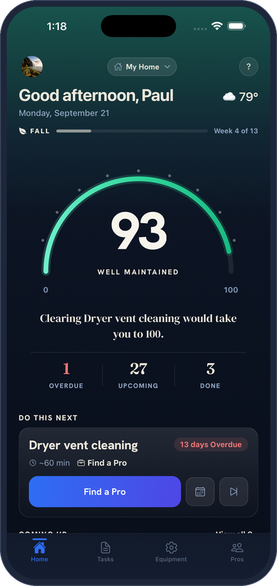 Sesto home screen with health score